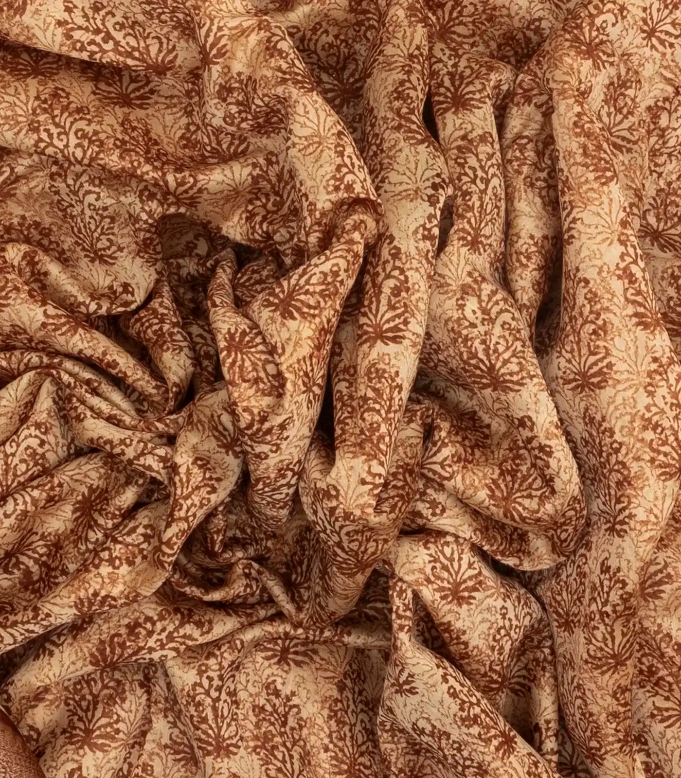 Sandal Woven Chanderi Cotton Saree With Printed Floral Motifs