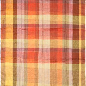 Multi Colour Handloom Linen Saree With Red Checks