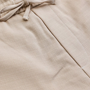 Cream Self-Design Slim Fit Trousers