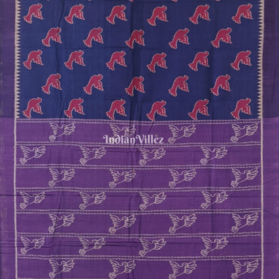 Blue Odisha Ikat Sambalpuri Pure Cotton Saree