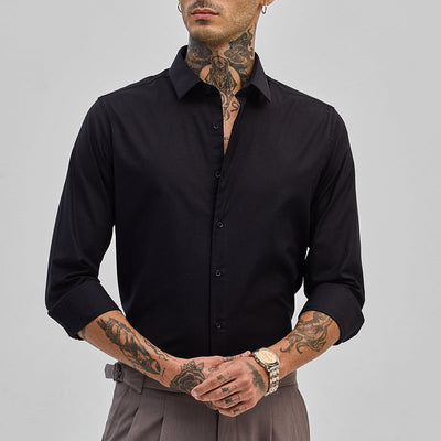 Black Stretchable Slim Fit Shirt