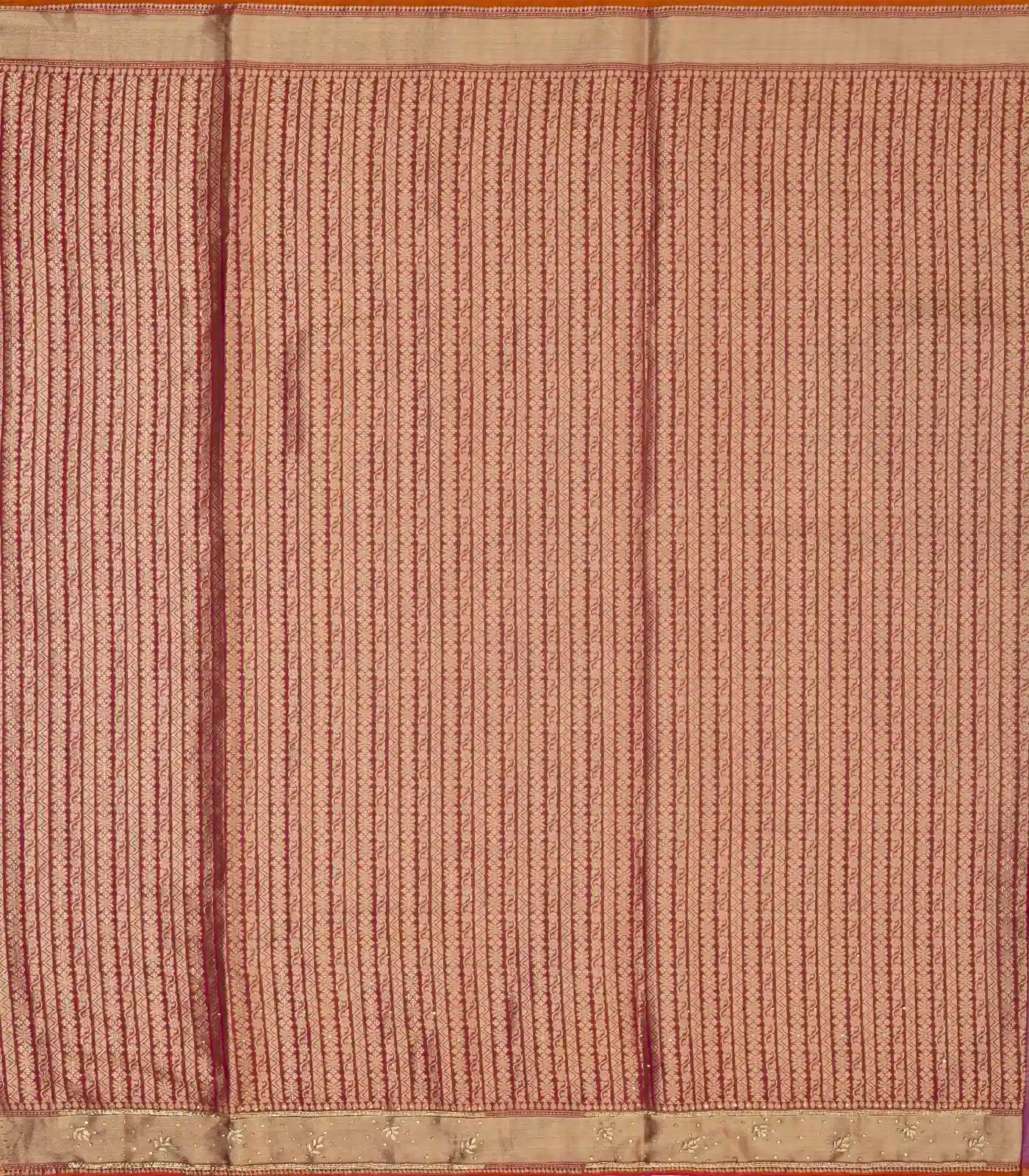 Purple And Mustard Woven Banarasi Khadi Georgette Saree With Floral Motifs