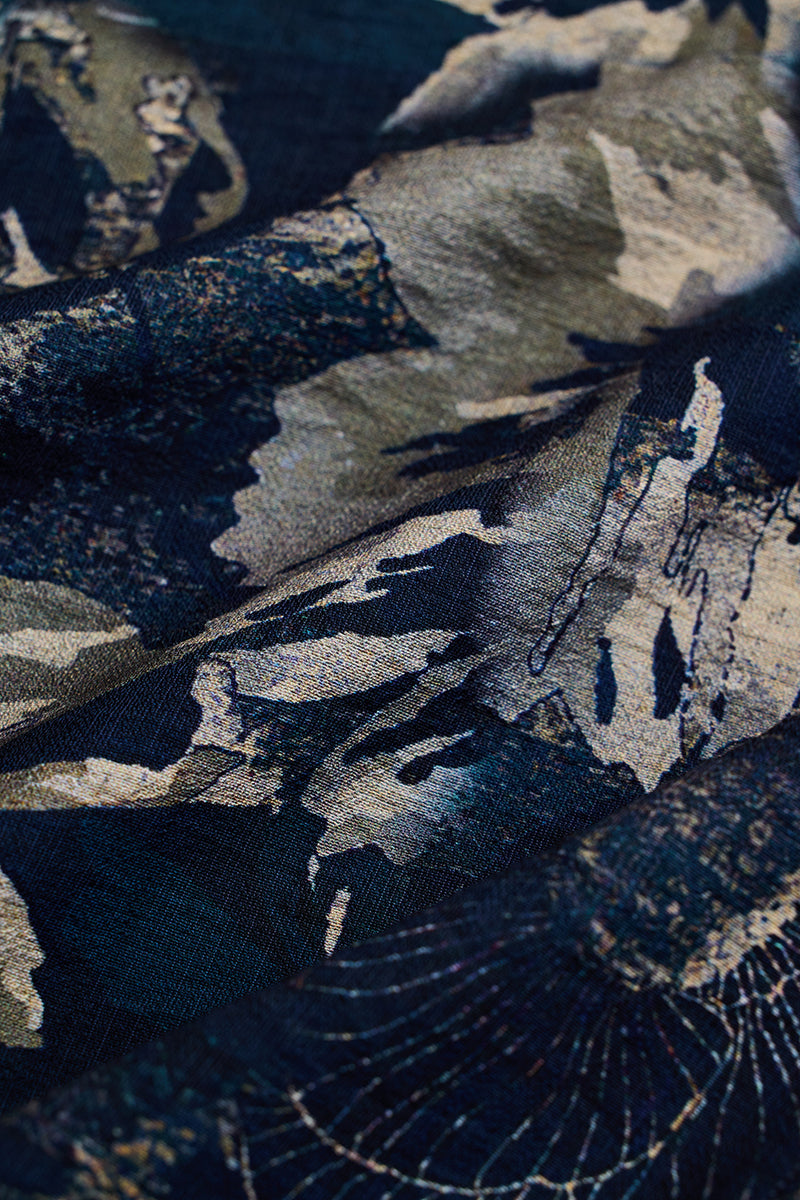 Navy Textured Floral Shirt
