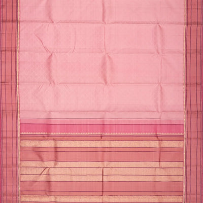Bubblegum Pink Handloom Kanchipuram Silk Saree With Jaal Motifs