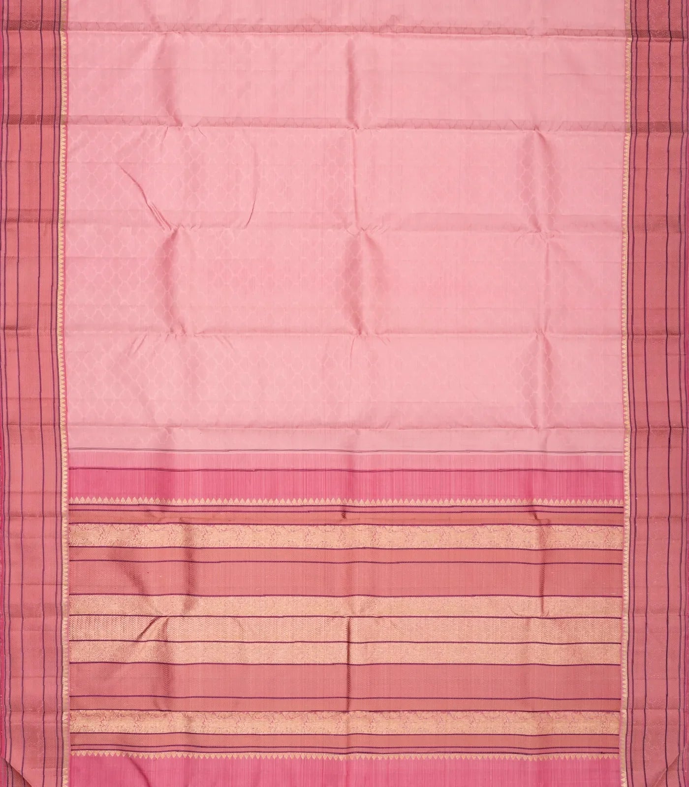 Bubblegum Pink Handloom Kanchipuram Silk Saree With Jaal Motifs