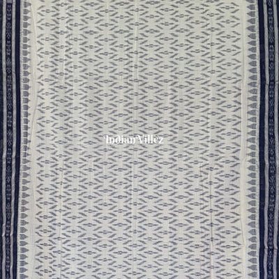 White Maniabandha Odisha Ikat Cotton Saree