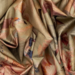 Light Green Handloom Tussar Silk Saree With Printed Crane Motifs-Light Green