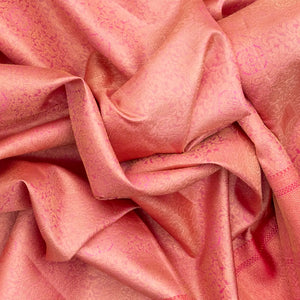 Pink Handloom Kanchipuram Silk Saree With Floral Motifs