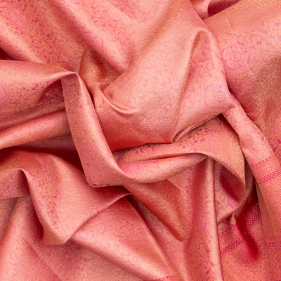 Pink Handloom Kanchipuram Silk Saree With Floral Motifs
