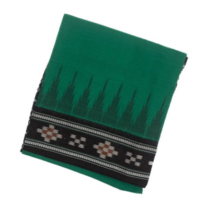 Sea Green Handloom Orissa Cotton Saree With Contrast Black Border