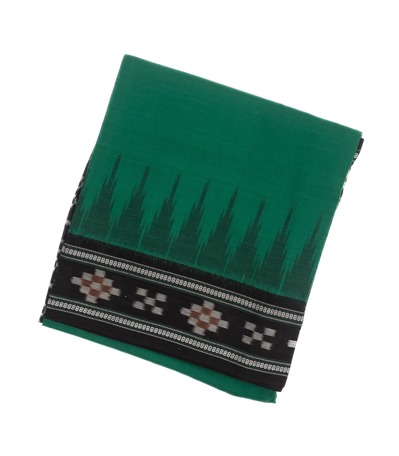 Sea Green Handloom Orissa Cotton Saree With Contrast Black Border