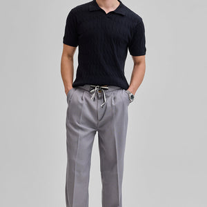 Black Knitted Polo T-Shirt