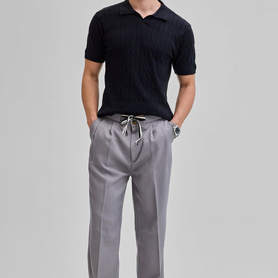 Black Knitted Polo T-Shirt