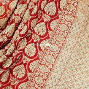 Red Pure Banarasi  Khaddi Georgette Saree