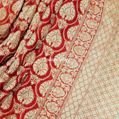 Red Pure Banarasi  Khaddi Georgette Saree
