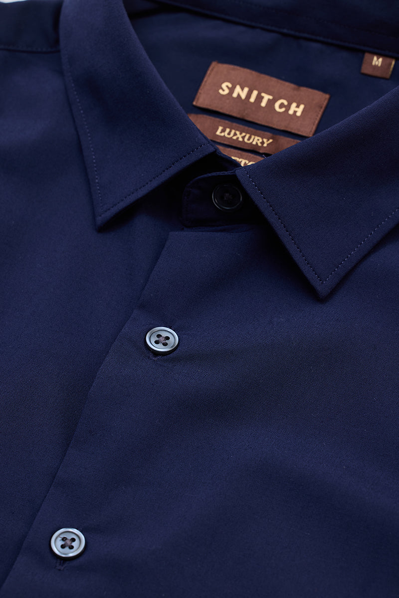 Dark Blue Slim Fit Stretch Shirt