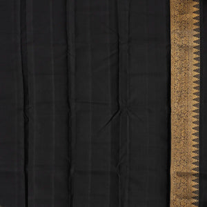 Purple Handloom Kanchipuram Korvai Silk Saree With Stripes