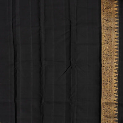 Purple Handloom Kanchipuram Korvai Silk Saree With Stripes