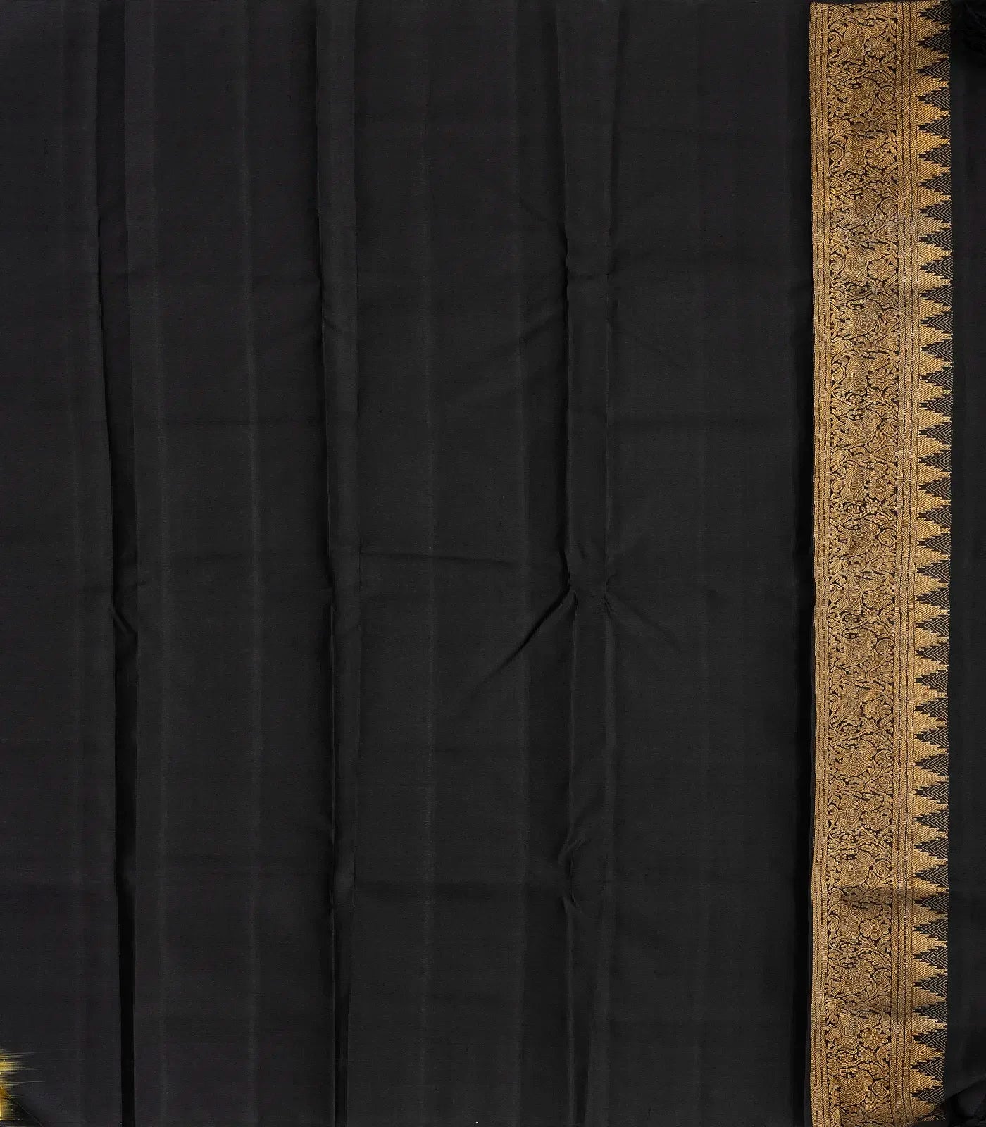 Purple Handloom Kanchipuram Korvai Silk Saree With Stripes