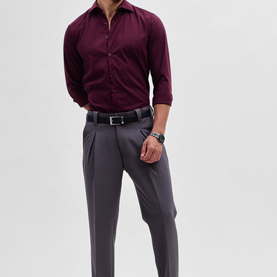 Grey Slim Fit Stretch Trousers
