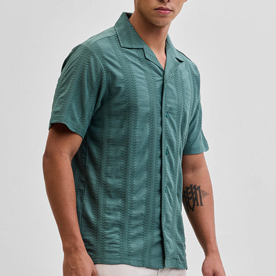 Green Cuban Box Fit Shirt