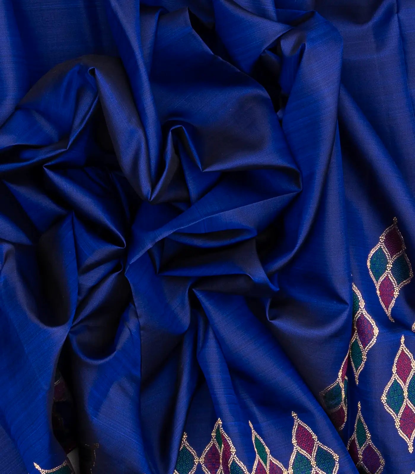 Blue Handloom Kanchipuram Silk Saree With Meena Buttas