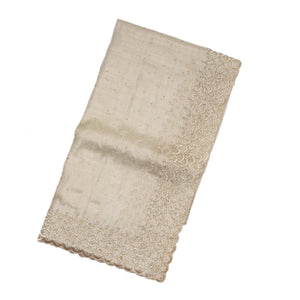 Taupe Woven Supernet Saree With Embroidery