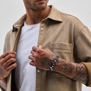 Beige Suede Snap Button Overshirt