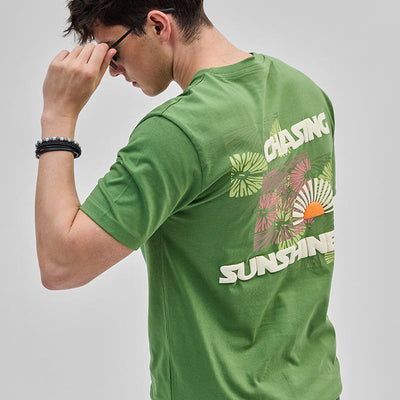 Sun Downer Green Slim Fit T-Shirt