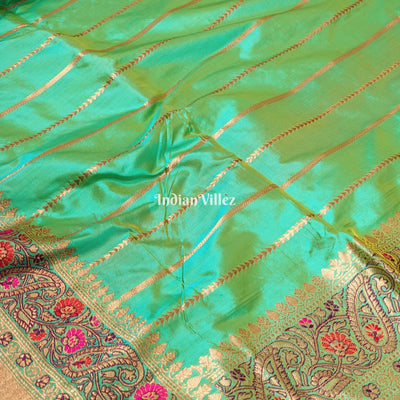 Parrot Green Designer Banarasi Katan Silk Saree