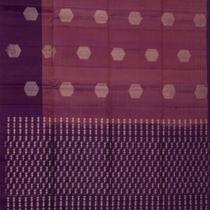 Mauve Handloom Soft Silk Saree With Hexagon Buttas