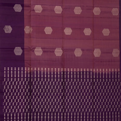 Mauve Handloom Soft Silk Saree With Hexagon Buttas