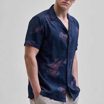 Navy Abstract Box Fit Shirt