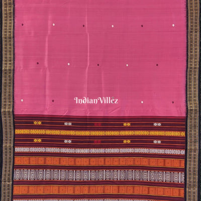 Rust Pink Flower Motif Siminoi Silk Saree