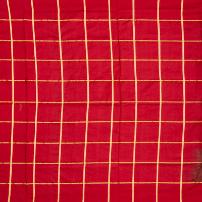 Green Handloom Ikat Silk Saree With Contrast Crimson Border