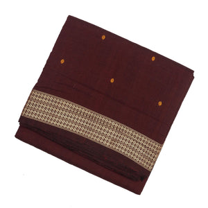 Maroon Handwoven Orissa Cotton Saree With Rudraksham Motifs