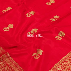Red Designer Banarasi Katan Silk Saree