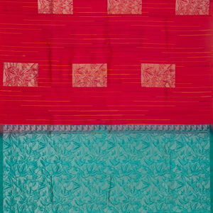 Hot Pink Handloom Soft Silk Saree With Stripes & Buttas