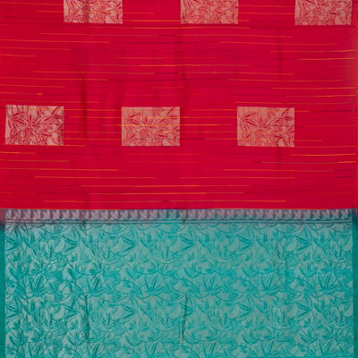 Hot Pink Handloom Soft Silk Saree With Stripes & Buttas