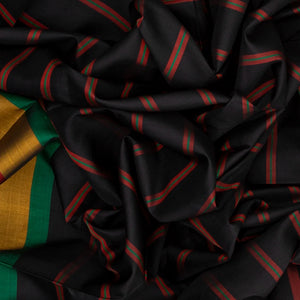 Black Handloom Uppada Silk Saree With Red Stripes & Pallu