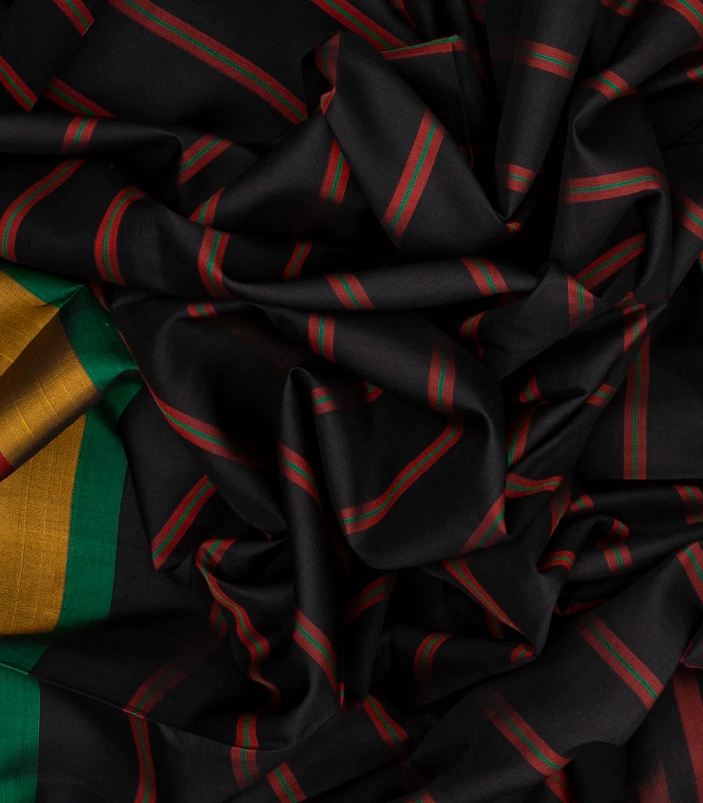 Black Handloom Uppada Silk Saree With Red Stripes & Pallu