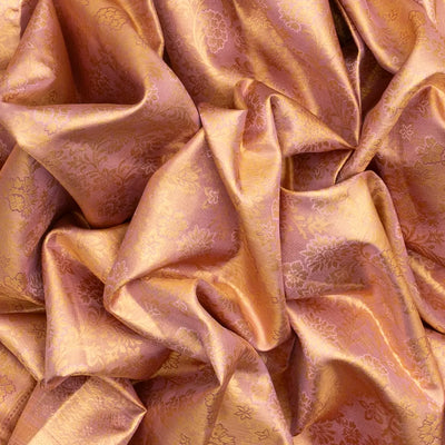 Baby Pink Handloom Kanchipuram Tissue Silk Saree With Floral Motifs