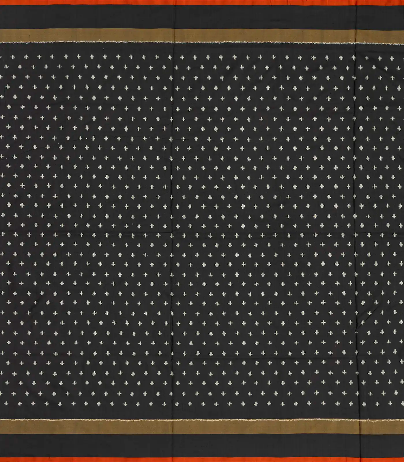 Black Handloom Ikat Silk Saree With Broken Stripes