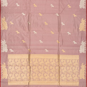 Dusty Pink Handloom Banarasi Silk Saree With Horse Buttas