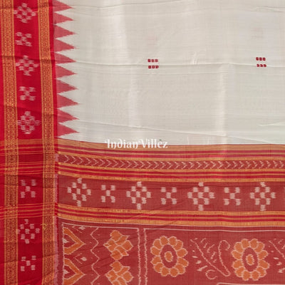 White Butta Design Border Pasapali Khandua Silk Saree