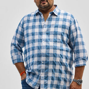 Blue Checks Linen Blend Shirt