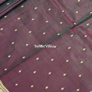 Black Grape & Maroon Dual Tone Katan Silk Banarasi Saree