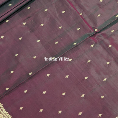 Black Grape & Maroon Dual Tone Katan Silk Banarasi Saree