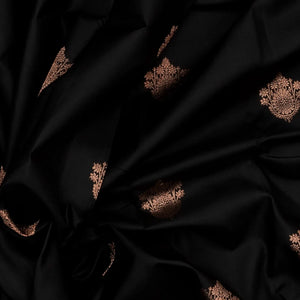Black Handloom Kanchipuram Silk Saree With Floral Motifs