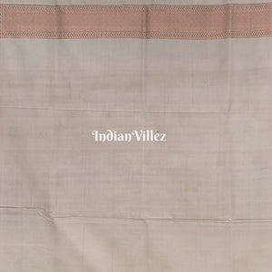 Beige Floral Brocade Banarasi Handloom Silk Saree